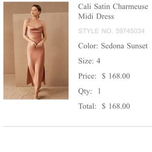 BHLDN Cali Satin Charmeuse Midi Dress, Sedona Sunset